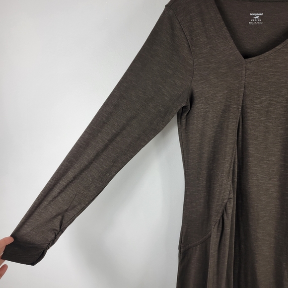 New Horny Toad Pirouette Ruched Asymmetric Long Sleeve Knit Midi Sheath Dress - Picture 4 of 12